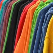 Branded workwear stack ready for collection.