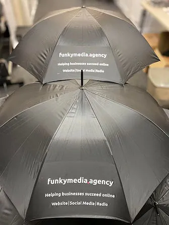Branded umbrellas printed on the Mimaki.